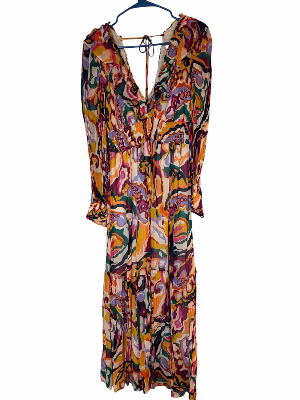 Anthropologie Multicolor Swirl Print Maxi Dress